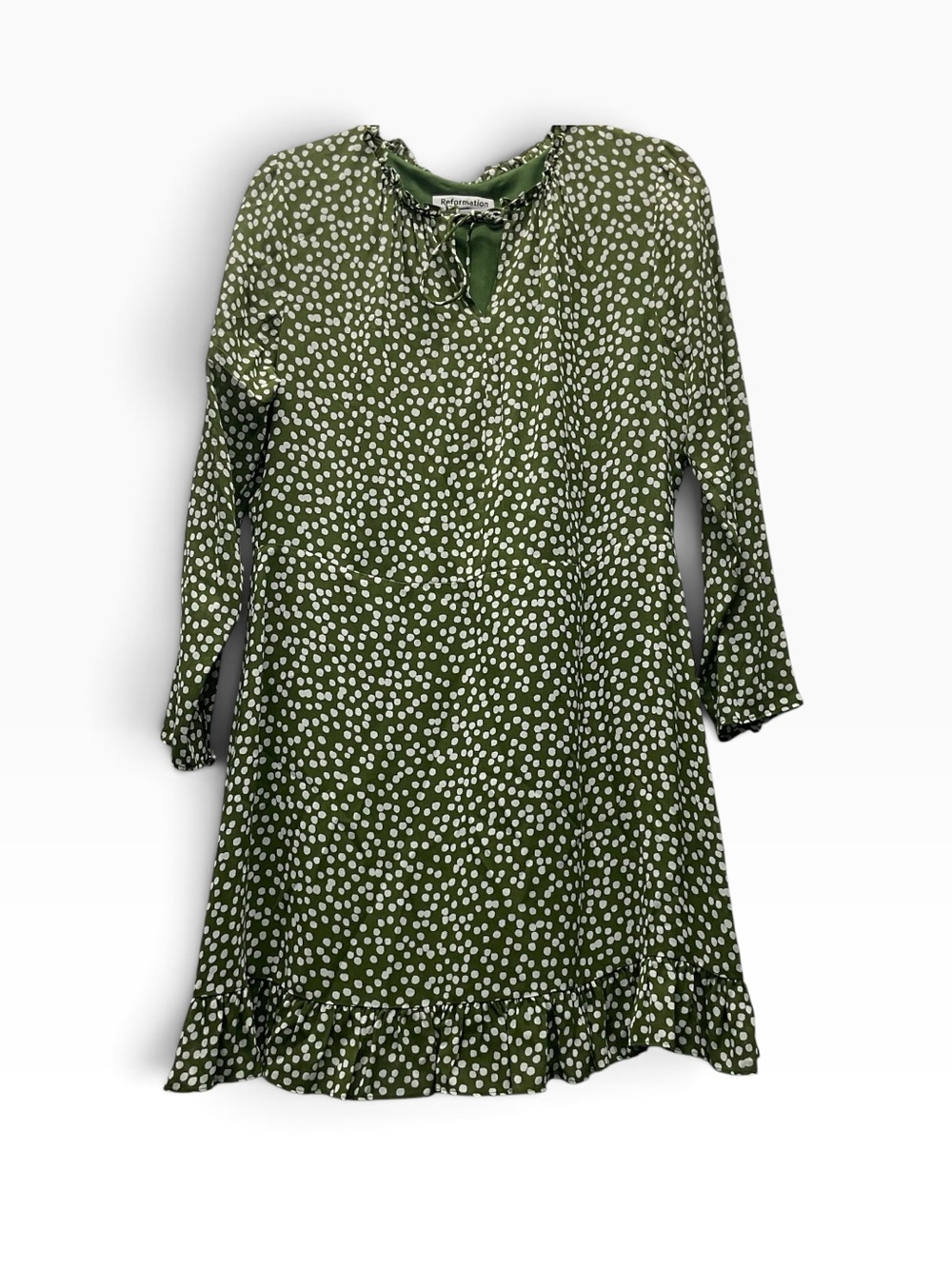 Reformation Marcy Polka Dot Mini Dress Size 12  100% Viscose Feminine